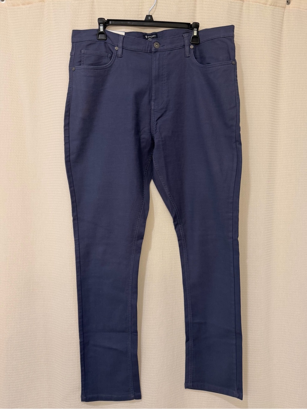 Sperry Mens Stretch Terry Pants 38x34 Navy Slim Fit 5 Pocket NWT